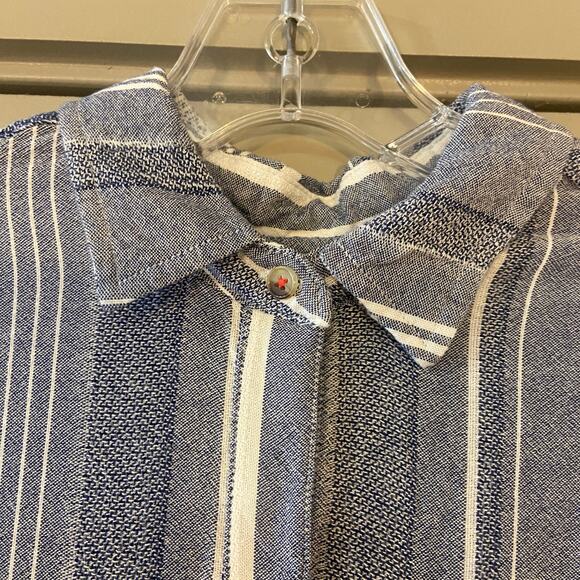 Anthropologie Maeve Women's Size Small Blue Chatham Striped Button Down Shirt - Picture 5 of 9